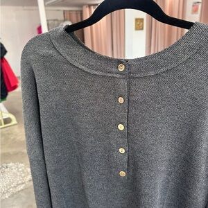 Gray Long Sleeve Button-Back Top